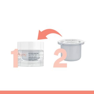 Avene Hyaluron Activ B3 Регенериращ аква гел-крем 50 мл + Avene Hyaluron Activ B3 Регенериращ аква гел-крем за лице 50 мл Еко пълнител Комплект