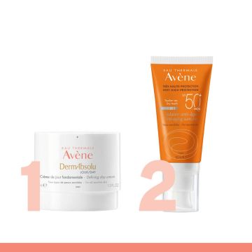 Avene DermAbsolu Фундаментален дневен крем за лице 40 мл + Avene Слънцезащитен анти-ейдж крем за лице за чувствителна кожа SPF50+ 50 мл Комплект