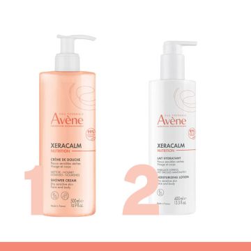 Avene Xeracalm Nutrition Душ крем за лице и тяло 500 мл + Avene Xeracalm Nutrition Хидратиращо мляко за лице и тяло 400 мл Комплект