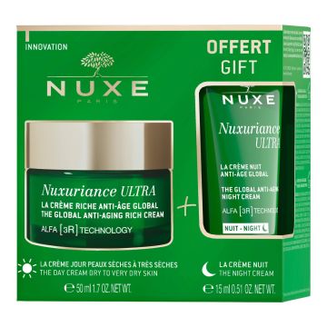 Nuxe Nuxuriance Ultra Обогатен крем с глобално действие 50 мл + Nuxe Nuxuriance Ultra Противостареещ нощен крем за лице с глобално действие 15 мл Комплект