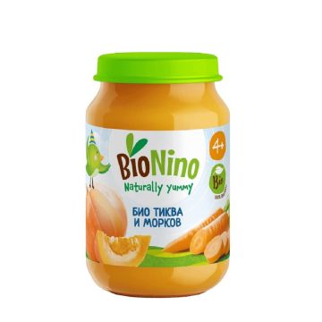 BioNino Био зеленчуково пюре тиква и морков 4М+ 190 г