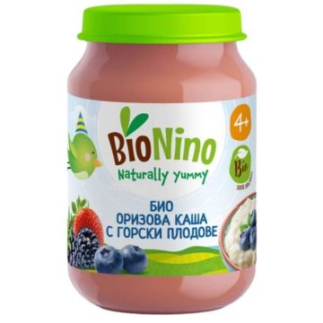 BioNino Био оризова каша с горски плодове 4М+ 190 гр