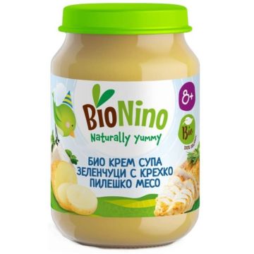 BioNino Био крем супа със зеленчуци, сирене и пилешко месо 8М+ 190 г
