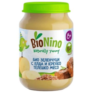 BioNino Био пюре зеленчуци с елда и телешко месо 8М+ 190 г