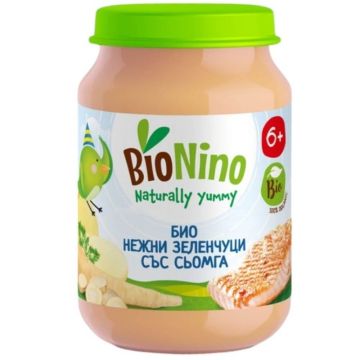 BioNino Био пюре зеленчуци със сьомга 6+М 190 гр