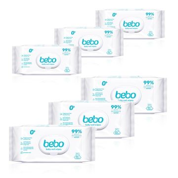 Bebo Мокри кърпи 99% вода с капак 6 х 72 бр Комплект