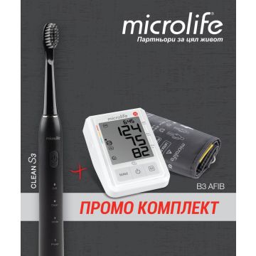 Microlife BP B3 AFIB Апарат за измерване на кръвното налягане + Microlife Clean S3 Звукова електрическа четка за зъби Комплект