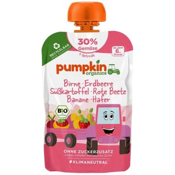 Био пюре пауч круша, ягода, сладък картоф Pumpkin Organics 6М+ 100 гр