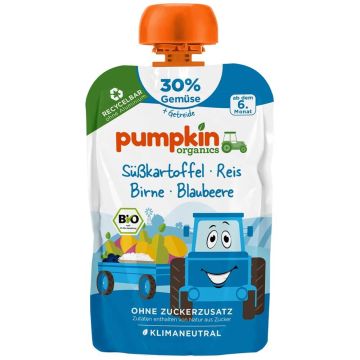 Био пюре пауч сладък картоф, круши и боровинки Pumpkin Organics 6М+ 100 гр