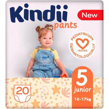 Kindii 5 Junior Бебешки пелени тип гащички за деца 12-17 кг x 20 бр