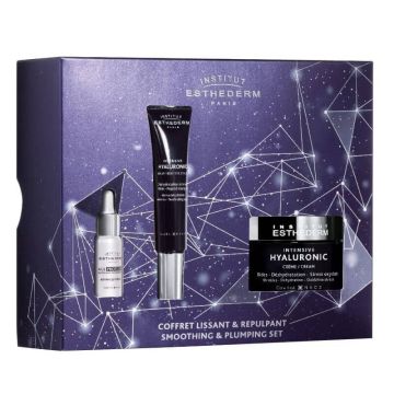  Esthederm Intensive Hyaluronic Крем за лице с хиалуронова киселина 50 мл+Esthederm Intensive Hyaluronic Серум за околоочен контур с хиалуронова киселина 15 мл+Esthederm Age Proteom Серум за лице за забавяне на стареенето 5 мл Комплект