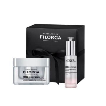 Filorga NCEF-Night Mask Регенерираща нощна маска 50 мл + Filorga NCEF-Revitalize Анти-ейдж полиревитализиращ серум 30 мл Комплект