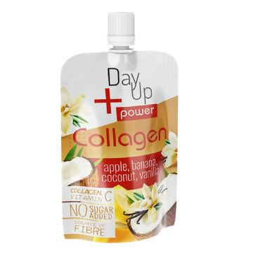 DayUp Power Collagen Плодов пауч ябълка, банан, кокос, ванилия и колаген 100 г