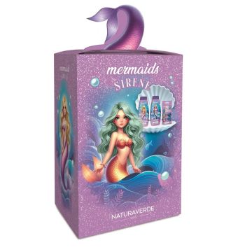 Disney Mermaids Serene Русалки Коледа 2024 Душ пяна 300 мл + Шампоан 2 в 1 300 мл + Аксесоари за коса Комплект