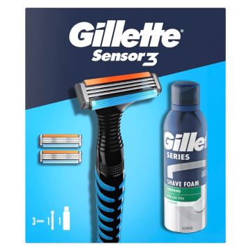 Gillette Коледа 2024 Gillette Simple Sensor 3 Самобръсначка + 2 резервни ножчета + Пяна за бръснене успокояваща 200 мл Комплект