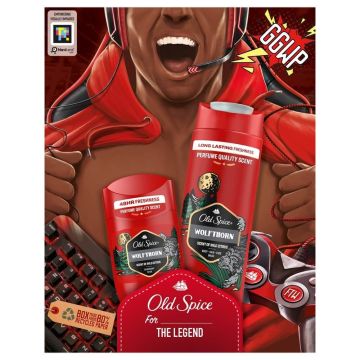 Old Spice Коледа 2024 Old Spice Wolfthorn Душ гел за мъже 2 в 1 250 мл + Дезодорант стик за мъже 50 мл Комплект