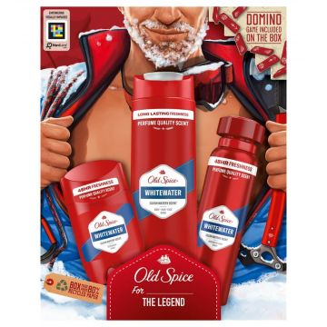 Old Spice Whitewater Коледа 2024 Душ гел 250 мл + Дезодорант против изпотяване 150 мл + Део стик против изпотяване 50 мл. + Подарък Домино Комплект