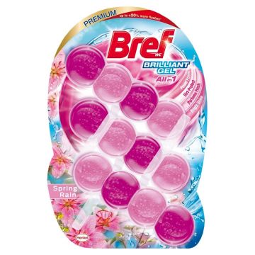 Bref Premium Briliant Gel Spring Rain All in 1 Ароматизатор за тоалетна 3 х 42 гр