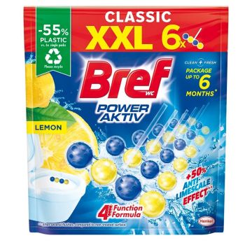 Bref WC Power Active Lemon XXL Ароматизатор за тоалетна лимон 6 х 50 гр