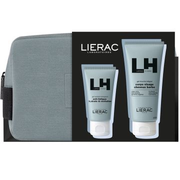 Lierac Homme Хидратиращ и енергизиращ гел крем за мъже 50 мл + Lierac Homme Душ гел 4в1 за мъже 200 мл + Козметичен несесер Комплект 2024