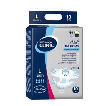 Normal Clinic Супер абсорбиращи пелени за възрастни L, 8 капки, 100-150 см х 10 бр