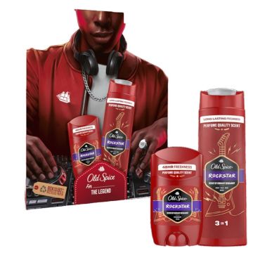 Old Spice Rockstar Душ гел 3 в 1 400 мл + Old Spice Rockstar Дезодорант стик 50 мл  + Подаръчна кутия с Domino игра Комплект