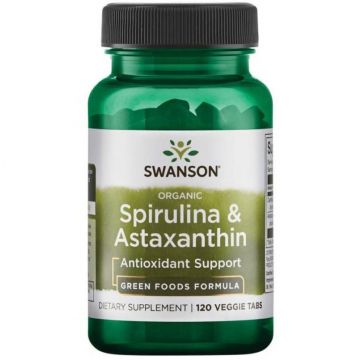 Swanson Spirulina &amp; Astaxanthin Органична Спирулина и Астаксантин х120 таблетки