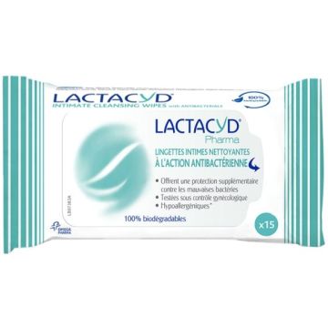 Lactacyd Почистващи антибактериални интимни мокри кърпички x15 бр