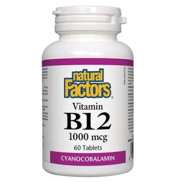 Natural Factors Vitamin B12 Цианкобаламин 1000 мкг х60 таблетки