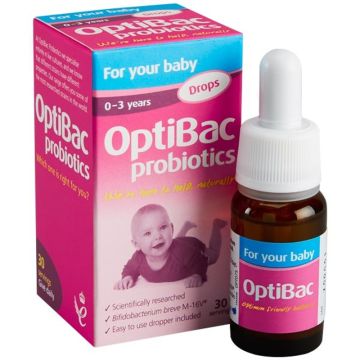 OptiBac Probiotics Baby Drops Пробиотик за бебета и деца 0-3 години  10 мл