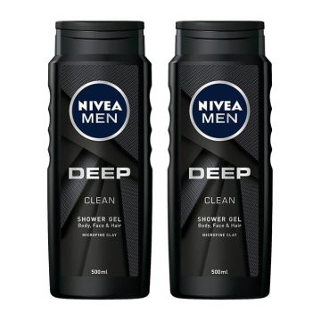 Nivea Men Deep Clean Душ гел за мъже с глина 2 х 500 мл Комплект