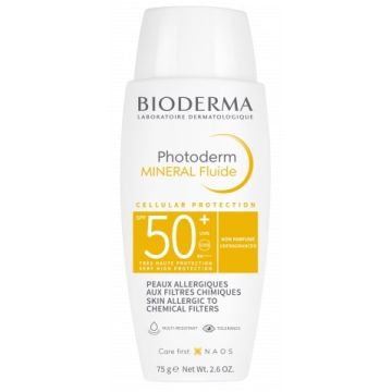 Bioderma Photoderm Mineral Слънцезащитен минерален флуид за чувствителна и алергична кожа SPF50+ 75 г