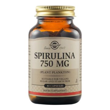 Solgar Spirulina Спирулина за висок имунитет 750 мг х80 меки капсули