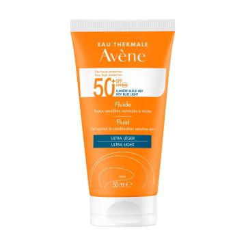 Avene Слънцезащитен флуид за лице за нормална към комбинирана чувствителна кожа SPF50+ 50 мл