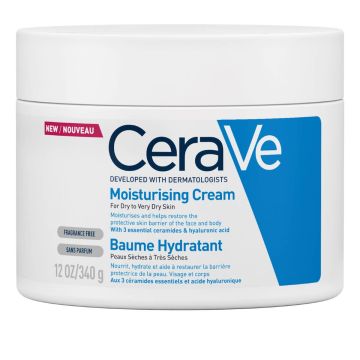 CeraVe Хидратиращ крем за лице и тяло за суха към много суха кожа 340 г