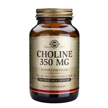 Solgar Choline Xoлин за оптимална функция на черния дроб 350 мкг х100 капсули