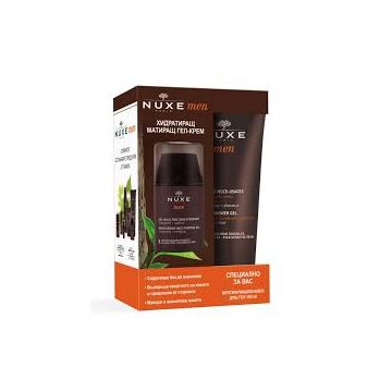 Nuxe Men Хидратиращ матиращ гел за лице 50 мл + Подарък: Nuxe Men Душ гел за коса и тяло 100 мл Комплект