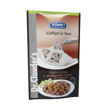 Dr.Clauder's Premium Pouches Мокра храна за котки Птиче, бъбреци, сос 100 гр