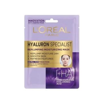 L’Oreal Hyaluron Specialist Хидратираща хартиена маска за възстановяване обема на лицето 30 г