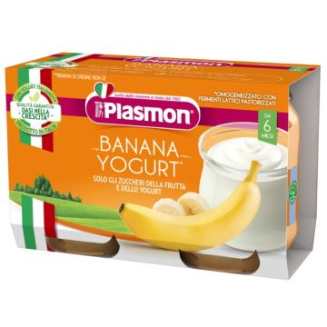 Plasmon Плодово пюре йогурт с банан за деца 6М+ 104 гр 2 бр