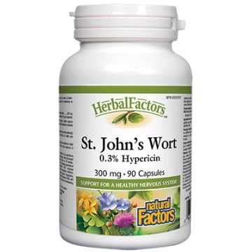 Natural Factors St. John's Wort Жълт кантарион подобрява настроението и съня 300 мг х 90 капсули
