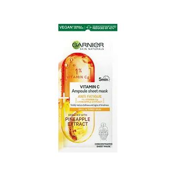 Garnier Skin Naturals Ampoule Лист-маска за уморена кожа с витамин C и ананас 1 бр
