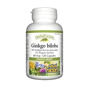 Natural Factors Ginkgo Biloba за памет и концентрация 60 мг х 120 капсули