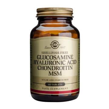 Solgar Glucosamine Hyaluronic Acid Chondroitin MSM Глюкозамин, Хиалуронова киселина, Хондроитин, MСM за стави х60 таблетки