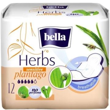 Bella Herbs Plantago Sensitive Дамски превръзки с крилца 12 бр