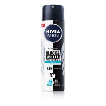 Nivea Men Black & White Invisible Fresh Дезодорант спрей против изпотяване за мъже 150 мл