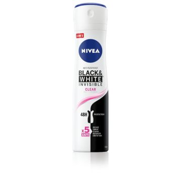 Nivea Black & White Invisible Clear Дезодорант спрей против изпотяване за жени 150 мл
