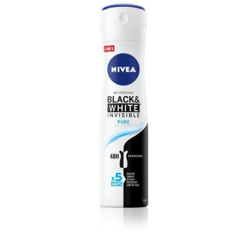 Nivea Black & White Invisible Pure Дезодорант спрей против изпотяване за жени 150 мл