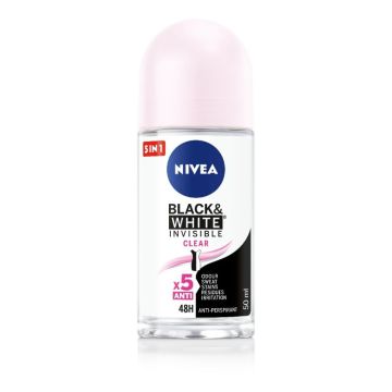 Nivea Black & White Invisible Clear Дезодорант рол-он против изпотяване за жени 50 мл
