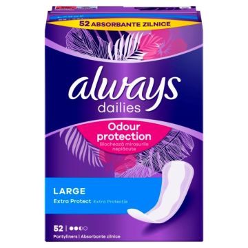 Always Dailies Odour Protection Large Extra Protect Ежедневни превръзки х52 бр